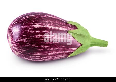 striped eggplant graffiti isolated on white background with clipping path and full depth of field. Stock Photo