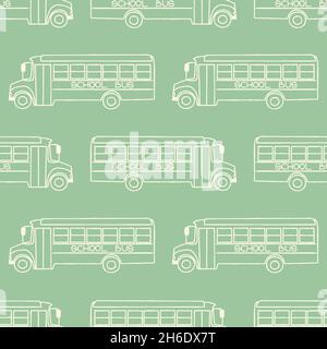 Seamless pattern with school busses, back to school pattern Stock Vector
