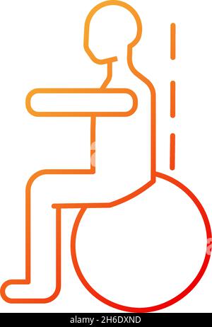 Gym ball exercises gradient linear vector icon Stock Vector