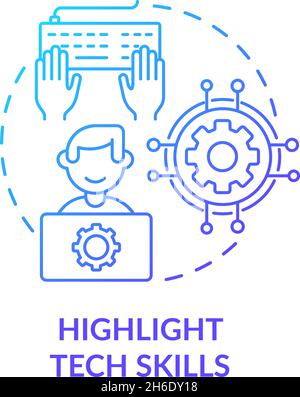 Highlight tech skills blue gradient concept icon Stock Vector