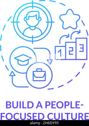 Build people focused culture blue gradient concept icon Stock Vector
