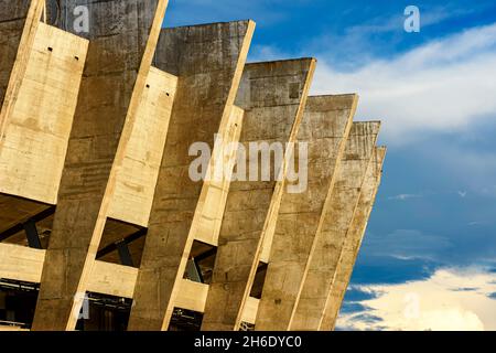 Detail of the columns of the famous Mineirao stadium, one of the temples of Brazilian football in the city of Belo Horizonte, Minas Gerais Stock Photo