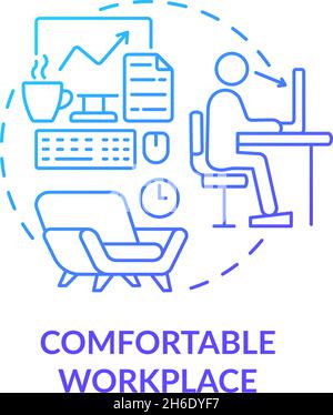 Comfortable workplace blue gradient concept icon Stock Vector