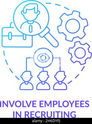 Involve employees in recruiting blue gradient concept icon Stock Vector