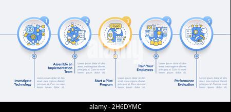 Tech implementation vector infographic template Stock Vector