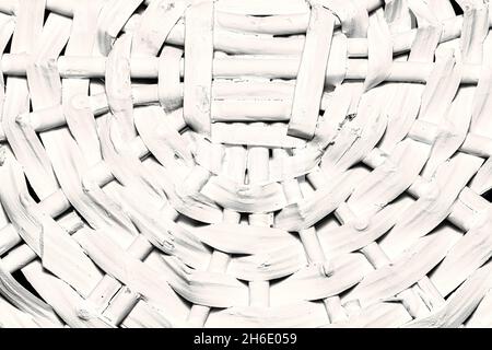 White wooden wicker basket fragment texture. Abstract background for design. Stock Photo