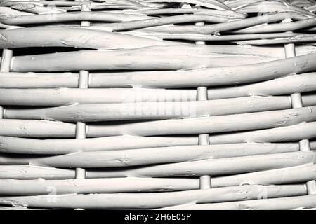 White wooden wicker basket fragment texture. Abstract background for design. Stock Photo