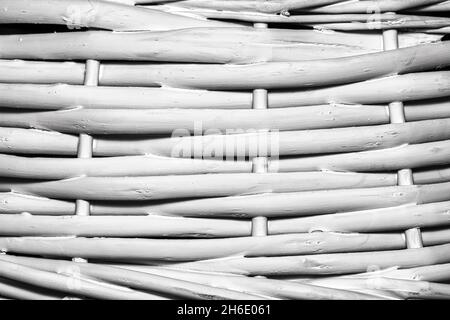 White wooden wicker basket fragment texture. Abstract background for design. Stock Photo