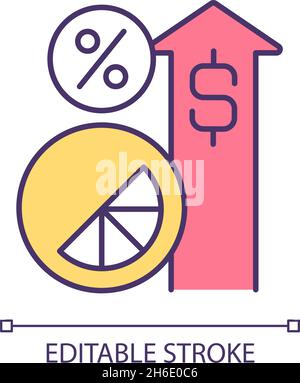Increasing brand equity RGB color icon Stock Vector