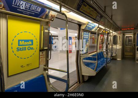 PATH station at the World Trade Center subway platform to Hoboken NJ Stock Photo