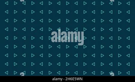 Rows of white triangular silhouettes rotating on changing color background. Motion. Geometric symmetrical pattern with same size triangles moving on g Stock Photo