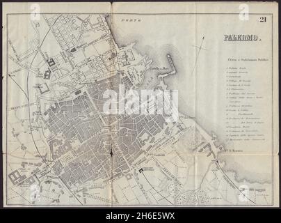 PALERMO antique town plan city map. Italy. BRADSHAW 1892 old chart Stock Photo