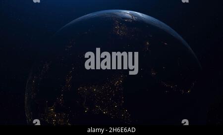 Abstraction of realistic world globe spinning slowly animation. Planet ...