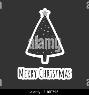 square dark Christmas Card template with Christmas tree, vector illustration Stock Vector