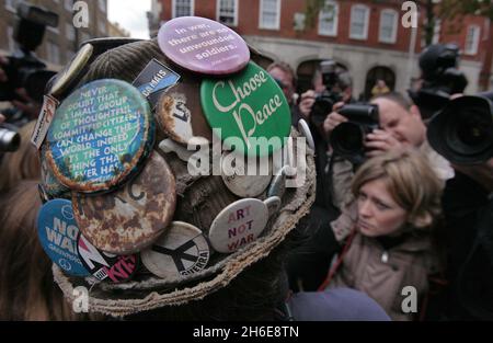 File photo dated: 19/06/11. Peace activist Brian Haw. A statement on brianhaw.tv said that Mr Haw had lost his battle with lung cancer yesterday.  Stock Photo