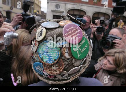 File photo dated: 19/06/11. Peace activist Brian Haw. A statement on brianhaw.tv said that Mr Haw had lost his battle with lung cancer yesterday.  Stock Photo