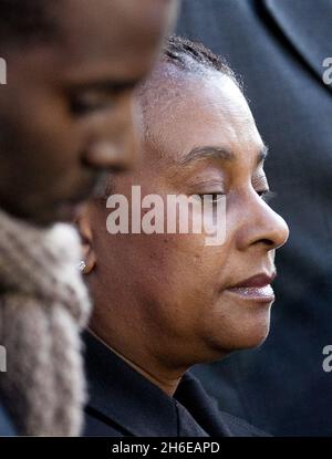 Doreen Lawrence pictured outside the Old Bailey in London this evening after Gary Dobson and David Norris were found guilty of murdering her son Stephen Lawrence in Eltham in 1993. Stock Photo