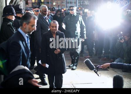 Doreen Lawrence pictured outside the Old Bailey in London this evening after Gary Dobson and David Norris were found guilty of murdering her son Stephen Lawrence in Eltham in 1993. Stock Photo