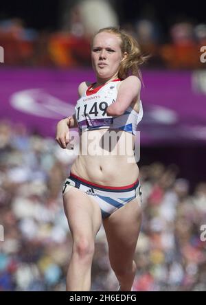 British Paralympic athlete Sally Brown makes it to the T46 100 meter final during the London 2012 Paralympic Games, London Stock Photo