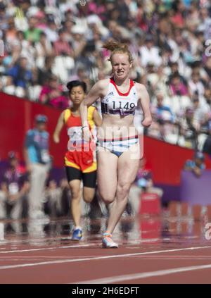 British Paralympic athlete Sally Brown makes it to the T46 100 meter final during the London 2012 Paralympic Games, London Stock Photo