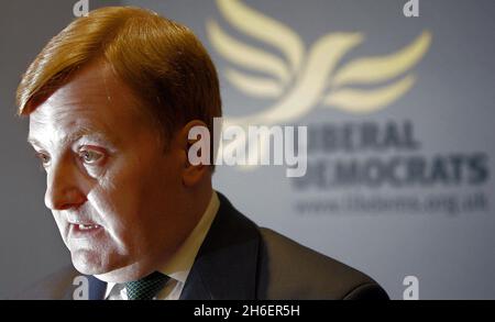 Charles Kennedy pictured during a press conference at the Liberal Democrats HQ in London on 07/01/06 where he announced his resignation as party leader Stock Photo