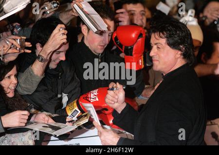 Sylvester Stallone arrives for the UK Premiere of Rocky Balboa at the Vue Leicester Square in central London on January 16, 2007. Stock Photo