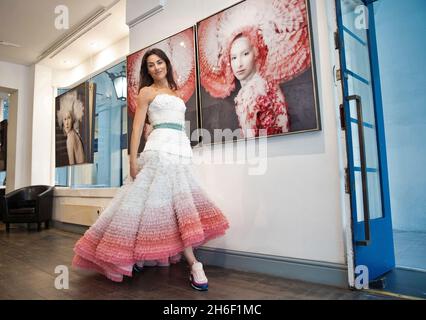 Dutch artist, Isabelle van Zeijl attends a photocall at the  Cynthia Corbett Gallery in London   The gallery is holding the largest solo photography exhibition to date of Isabelles self portraits.     Stock Photo