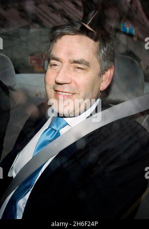 Chancellor Gordon Brown is pictured leaving the Treasury this afternoon to head for Buckingham Palace on the eve of the Budget, March 20, 2007. Stock Photo