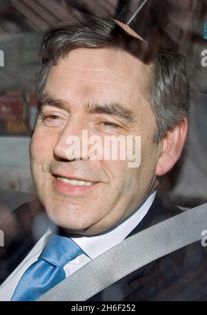 Chancellor Gordon Brown is pictured leaving the Treasury this afternoon to head for Buckingham Palace on the eve of the Budget, March 20, 2007. Stock Photo