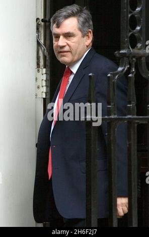 Chancellor Gordon Brown is pictured leaving Downing Street this morning, May 10, 2007, after PM Tony Blair announced his resignation to the cabinet. Stock Photo