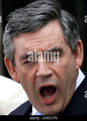 New British Prime Minister Gordon Brown and wife Sarah arrive at 10 Downing Street in central London. Stock Photo