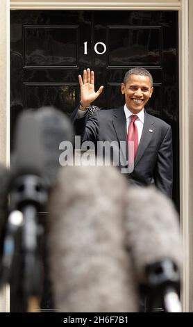 US presidential candidate Barack Obama at 10 Downing Street for talks ...