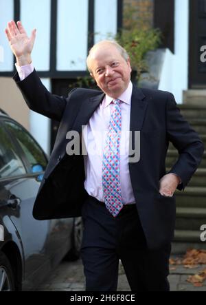 Former political journalist John Sergeant leaves his home after deciding to pull out of the BBC One Strictly Come Dancing show, in London. Stock Photo