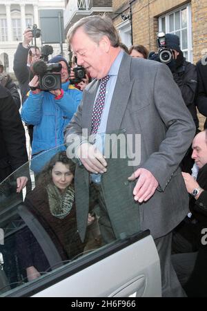 Former chancellor Ken Clarke leaves his home in London, after he confirmed that he had accepted the post of shadow business secretary. Stock Photo