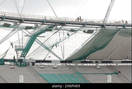 Latest view inside London's Olympic stadium Stock Photo