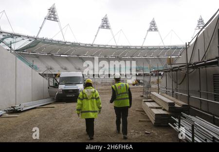 Latest view inside London's Olympic stadium Stock Photo