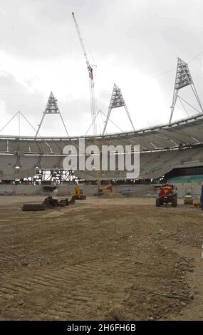 Latest view inside London's Olympic stadium Stock Photo