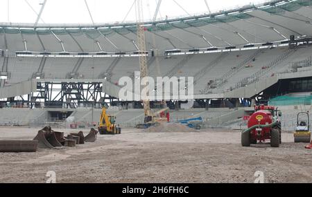 Latest view inside London's Olympic stadium Stock Photo