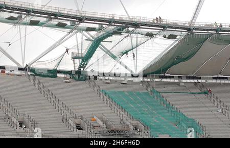 Latest view inside London's Olympic stadium Stock Photo