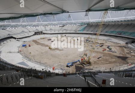 Latest view inside London's Olympic stadium Stock Photo