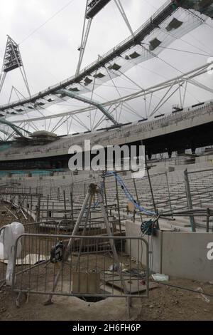 Latest view inside London's Olympic stadium Stock Photo