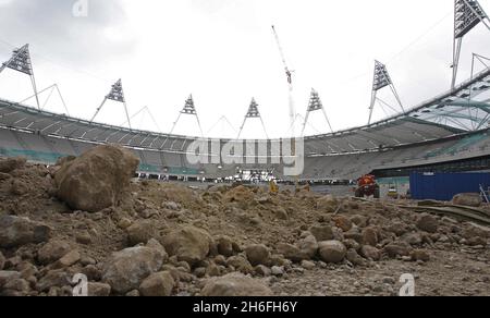 Latest view inside London's Olympic stadium Stock Photo