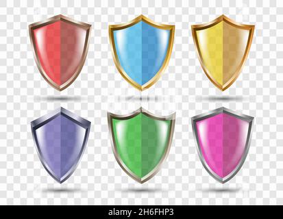 Transparent shields set Stock Vector