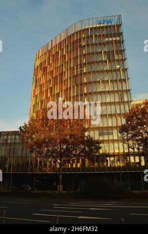 FRANKFURT, GERMANY - Oct 29, 2021: Headquarters of the Kreditanstalt fuer Wiederaufbau in Frankfurt, Germany. The federal bank for subsidies and devel Stock Photo