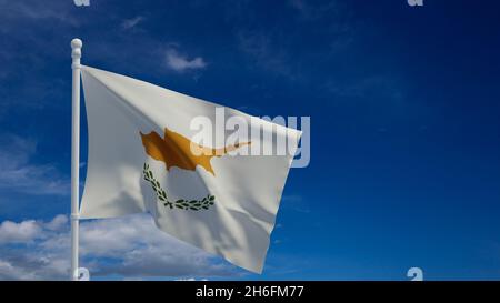 Republic of Cyprus national flag, waving in the wind. 3d rendering, CGI Stock Photo