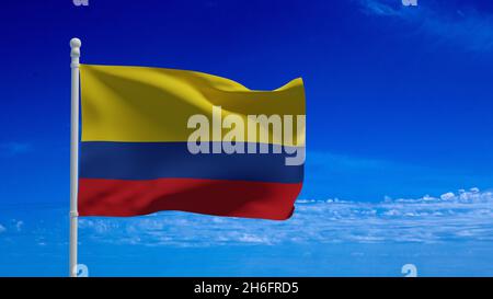 Republic of Colombia national flag, waving in the wind. 3d rendering, CGI Stock Photo