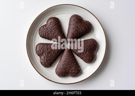 Gingerbread in chocolate, traditional Polish biscuits produced since the Middle Ages in the city of Torun Stock Photo
