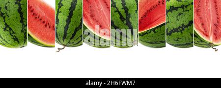 Fruits collage, set of watermelons isolated on white background Stock Photo