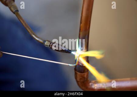 hydraulic, copper welding Stock Photo