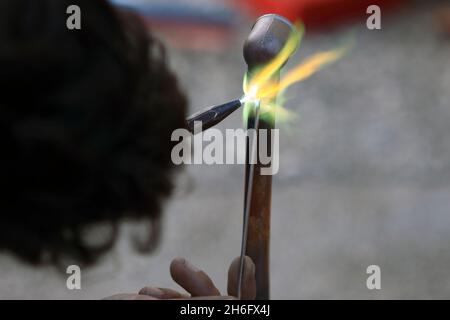 hydraulic, copper welding Stock Photo